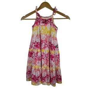 Tommy Bahama Girls Tropical Sundress Sz 7 Tiered Sleeveless Floral Beachy Casual